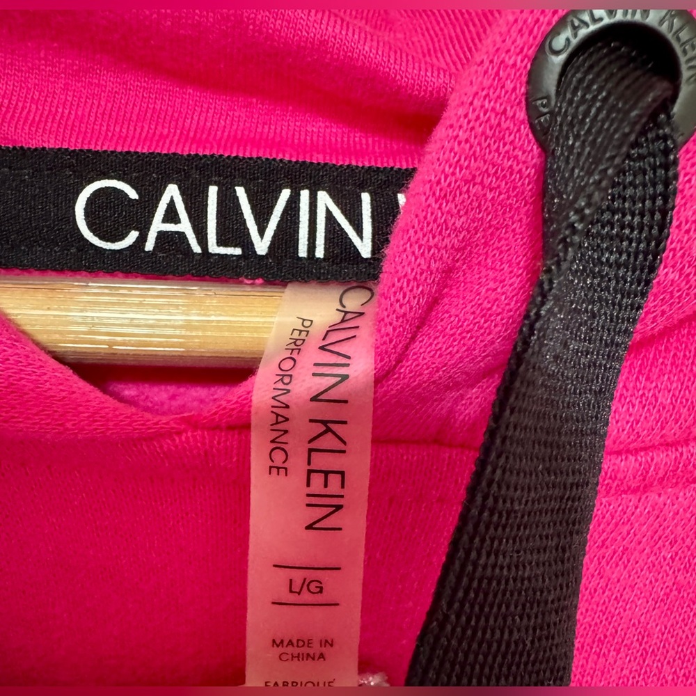 SOLD - Calvin Klein Cropped Hoodie Pink Size Large - Picture 4 of 4